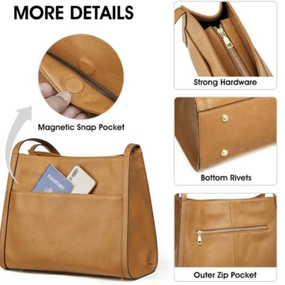 Kattee Leather Soft Leather Shoulder Handbag - Picture 15 of 16